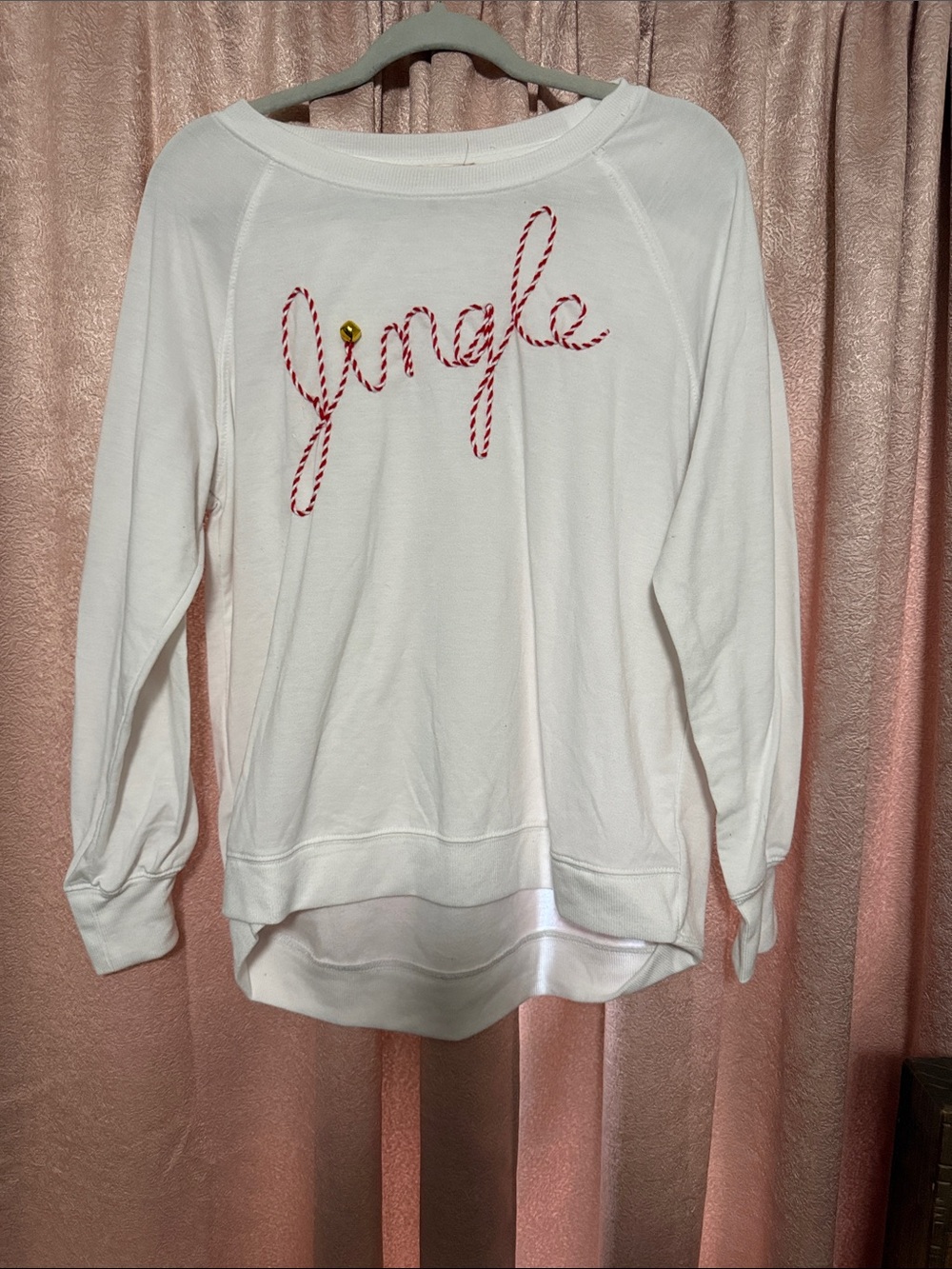 Philosophy White 'Jingle' Embroidered Sweater with Red Accent